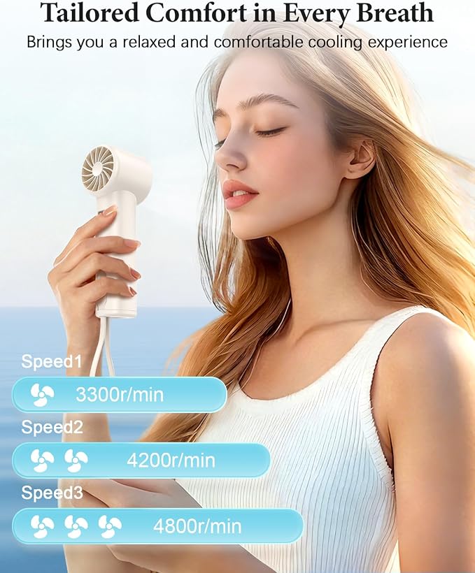 Portable Fan with Power Bank & Flashlight-White | 6.5H Max Cooling,USB-C Rechargeable,Mini Fan for Outdoor/Travel/Beach/Concerts/Summer.Gifts for Girl,Women. - Image 2