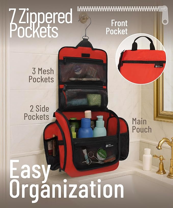 D&D Wanderlust D&D Hanging Travel Toiletry Bag for Men and Women – Cosmetics, Makeup and Toiletries Organizer Kit with 10 Compartments - Image 2