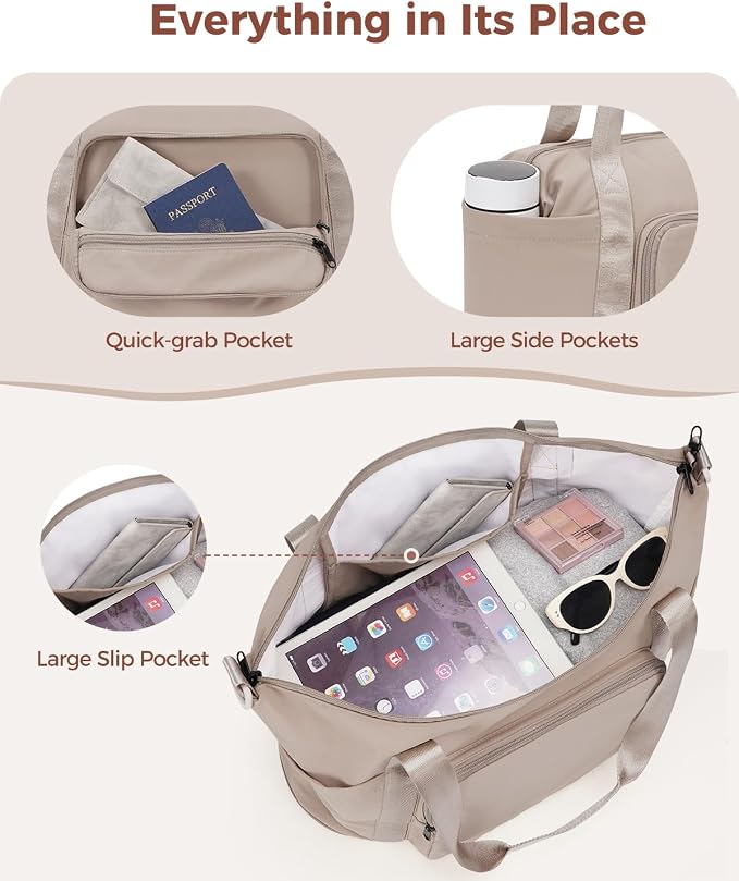 WANDF Foldable Expandable Personal Item Travel Bag for Women Carry On | 18x14x8 inches, Frontier Airline Underseat Fit, Weekend Getaways - Image 5