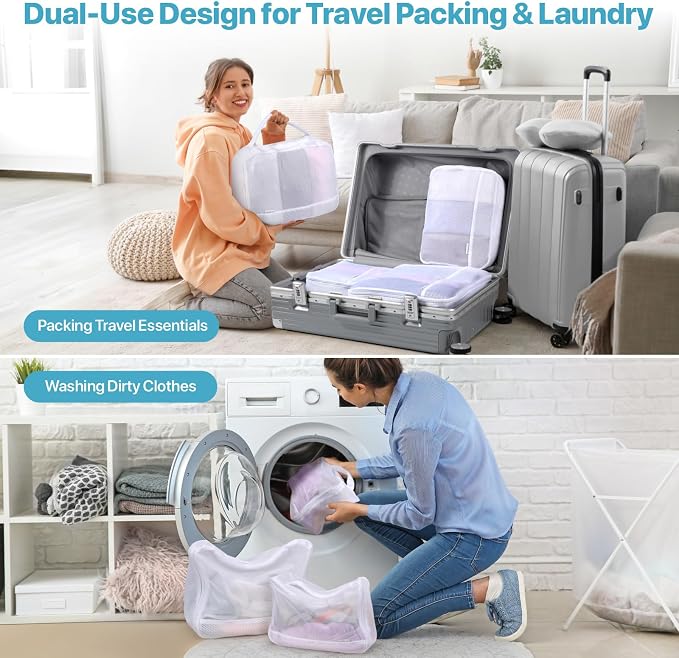 Cambond Mesh Packing Cubes for Travel Women - Lightweight Travel Bags Luggage Packing Organizer Travel Cubes for Suitcase with Handle - Image 4
