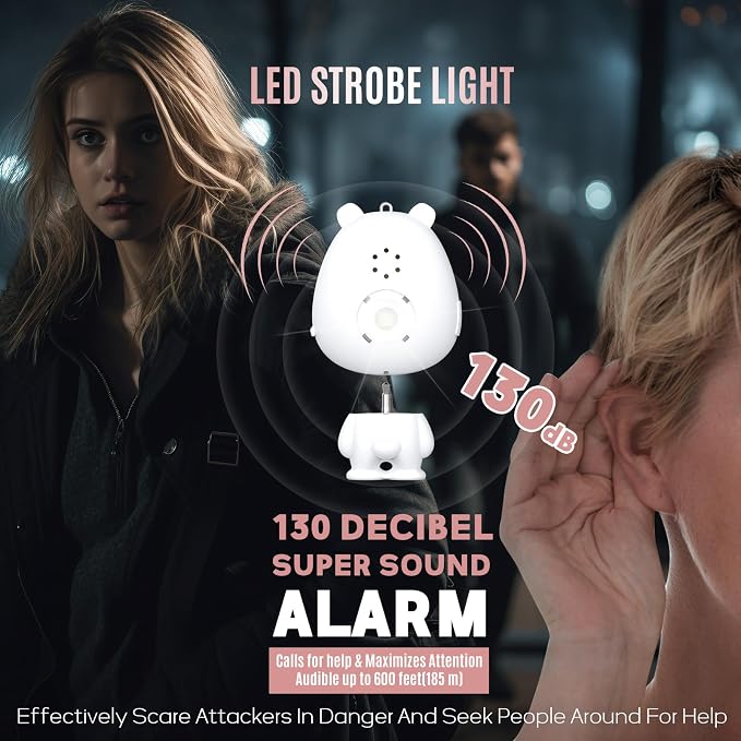 Rechargeable Personal Alarm for Women – 130dB Loud Emergency Alarm Keychain with Strobe Light, Self-Defense Safety Alarm with Low Battery Alert for Women, Kids & Seniors - Image 2