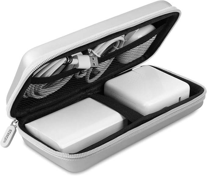 iMangoo Travel Essential Electronics Organizer Charger Case Carrying Pouch | 8.5x4.5x2" Power Bank Tech Accessories Protective Storage Shockproof Portable Purse Men Women School Office Trips Must Have by iMangoo