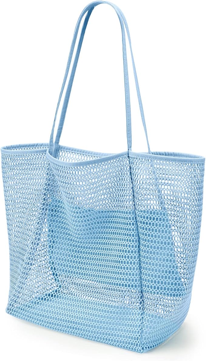 KALIDI Beach Mesh Tote Bag, Casual MAX 23L Summer Foldable Hobo Bag Women | Sandproof Widen Strap Large Shoulder Bag For Lake Pool Vacation Travel Picnic Grocery Market Shopping Carrier by KALIDI