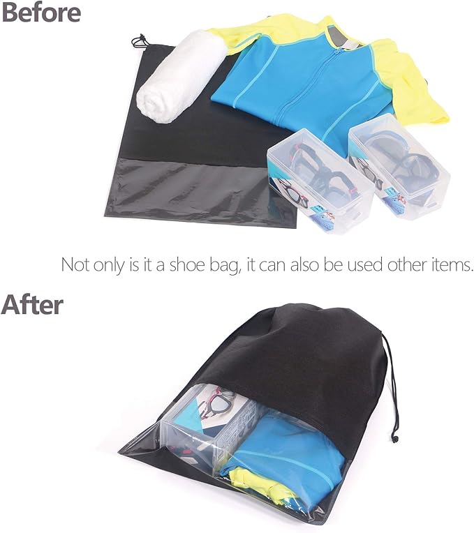12PCS Travel Shoe Bags with Rope for Men and Women Large Shoes Pouch Storage Packing Organizers, Black - Image 6