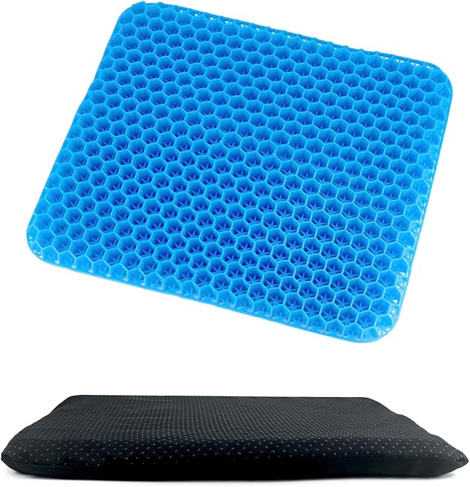 QWORK Gel Seat Cushion, Gel Cushion, Cool & Breathable & Non-Slip for Car, Office, Home, Wheelchair (Blue, 40 x 35 x 3.2 cm) by QWORK