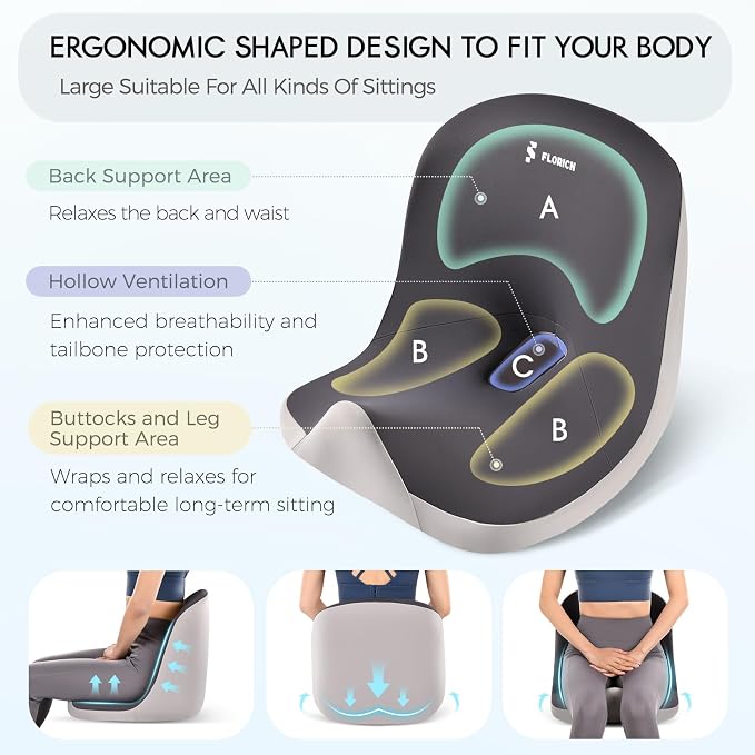 Car Seat Cushion and Lumbar Support Pillow, Larger Memory Foam Seat Cushion, Ergonomic L-Shaped Design Cushion for Back Pain Relief, Non-Slip Driving Cushion for Car, Office, Truck, Wheelchair-Black - Image 5