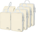 6 Set Compression Packing Cubes, Suitcase Organizer, Lightweight Travel Essentials, Compression Bags For Travel Accessories Luggage Storage Set (6Pcs, Beige) by Unknown