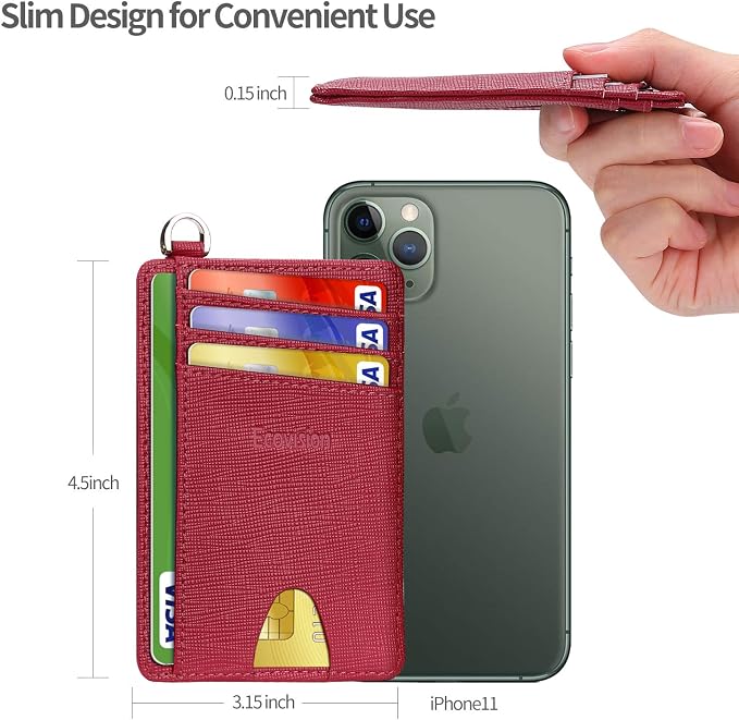 Slim Minimalist Front Pocket Wallet, RFID Blocking Credit Card Holder Wallet with Detachable D-Shackle for Men Women - Image 7