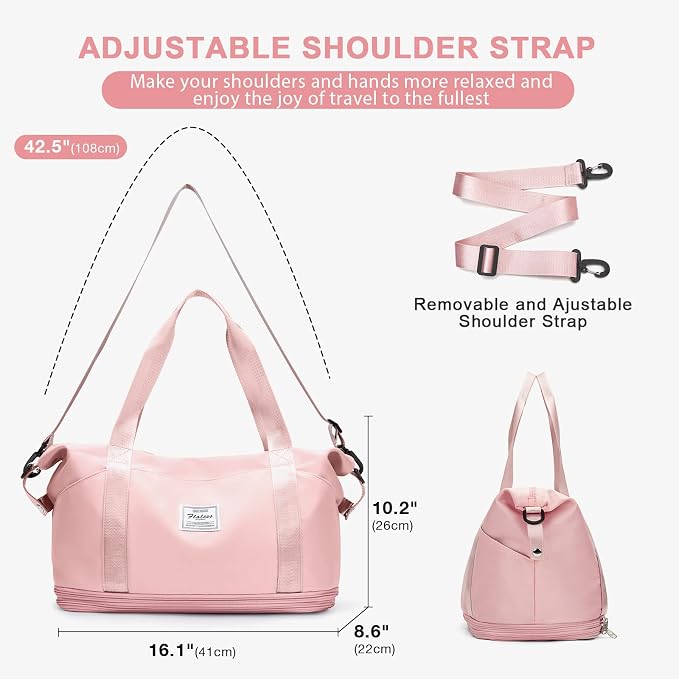 Travel Duffel Bag, Sports Tote Gym Bag, Shoulder Weekender Overnight Bag for Women - Image 4