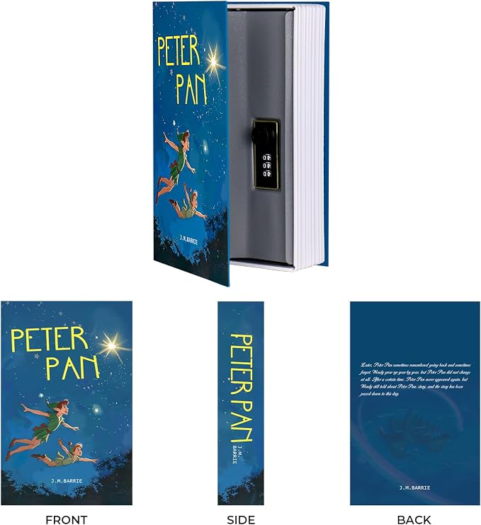 Book Safe with Combination Lock, Hidden Safe (9.5 x 6.2 x 2.2 Inch) with Fireproof Bag, Secret Diversion Safe, Hollow Book Box Hidden Storage, Money Safe Box for Cash (Peter Pan) - Image 7