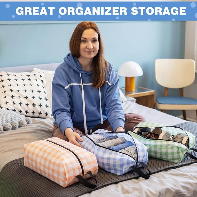 6 Pcs Travel Shoe Bags with Zipper Nylon Portable Waterproof Suitcase Shoe Organizer Packing for Golf(L,Fresh Color) - Image 7