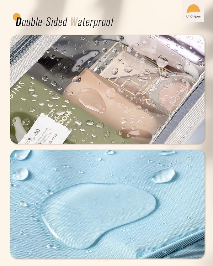 Travel Hanging Toiletry Bag for Women - Waterproof Cosmetic Organizer with Clear Window, Lightweight Bathroom Bags for Essentials, Makeup, Shampoo, Toiletries Blue,Medium - Image 4