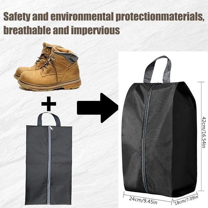 5Pcs XL Travel Shoe Bags Portable Travel Gifts Shoe Organizer with Zipper Closure, Waterproof Nylon Shoe Storage Organizer with Handle Travel Bags For Men and Women, Black - Image 2