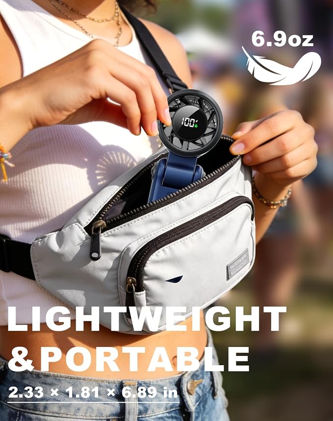 Portable Handheld Turbo Fan - 5 Speed Mini Personal Fan with Strong Airflow, Foldable 3 in 1 Rechargeable Battery Operated Trave Essentials Hand Fans for Indoor/Outdoor Use, Blue - Image 5