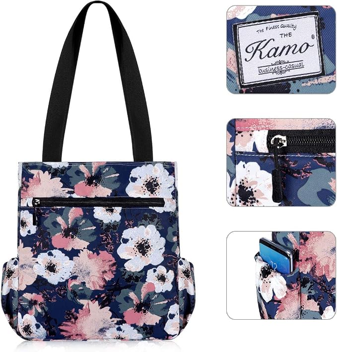 KAMO Floral Tote Bag - Waterproof Lightweight Handbags Travel Shoulder Bag for Hiking Yoga Gym Swimming Travel Beach - Image 4