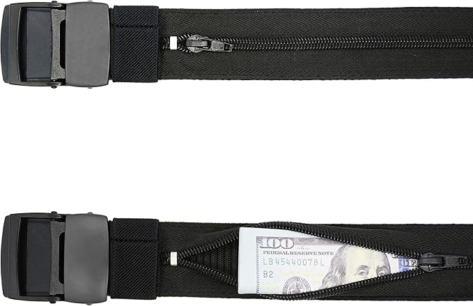 Money Belts for Travel for Men, Nylon Military Tactical Mens with Zinc Alloy Buckle, Security Money Belt with Hidden Money Pocket - Black - Image 3