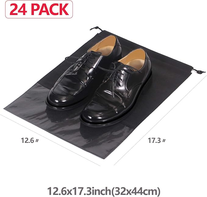 24PCS Travel Shoe Bags Non-Woven with Rope for Men and Women Large Shoes Storage Packing Pouch Organizers - Image 2