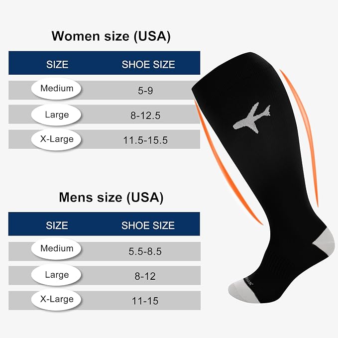 LEVSOX Plus Size Compression Socks Wide Calf Men&Women 20-30 mmhg Knee High Support Socks for Medical, Nurse, Diabetic - Image 2