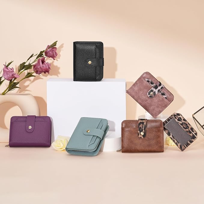 GAEKEAO Small Leather Credit Card Holder Wallets for Women RFID Blocking Bifold Wallet Zipper Pocket with Removable ID Window - Image 8