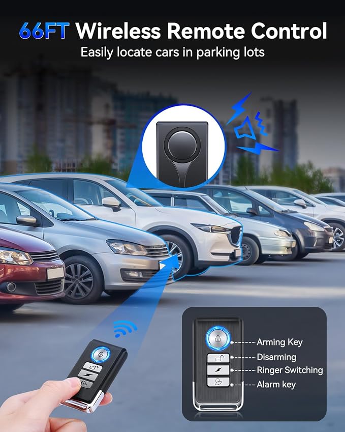 108dB Car Alarm System, Car Anti-Theft Vibration Sensor Alarm & Red Light, Wireless Remote Anti Theft Vehicle Device with Magnetic Install Design for RV, SUV, Truck - Image 5