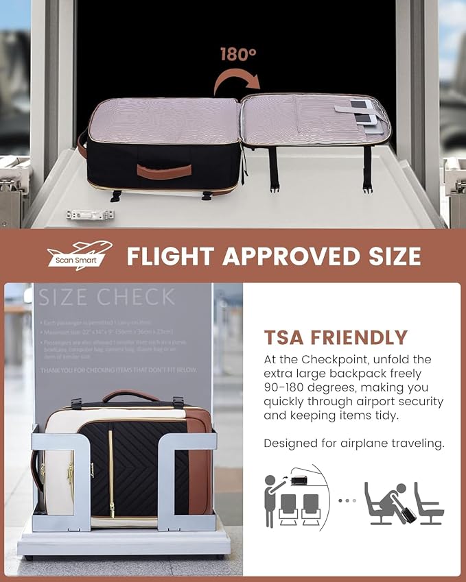 LOVEVOOK Large Travel Backpack for Women, TSA Carry on Backpack for Airplanes, 40L Personal Item Travel Bag for Women fits 17" Laptop,Waterproof Carry on Bag Airplane Approved with 3 Packing Cubes - Image 3