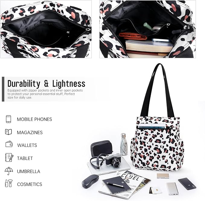 HUA ANGEL Floral Tote Bag - Casual Shoulder Bag Daily Tote Bag with Zipper Gym Travel Shopping Work Handbag for Women - Image 5
