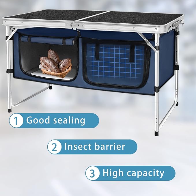 CampLand Outdoor Folding Table Aluminum Lightweight Height Adjustable with Storage Organizer for BBQ, Party, Camping - Image 5