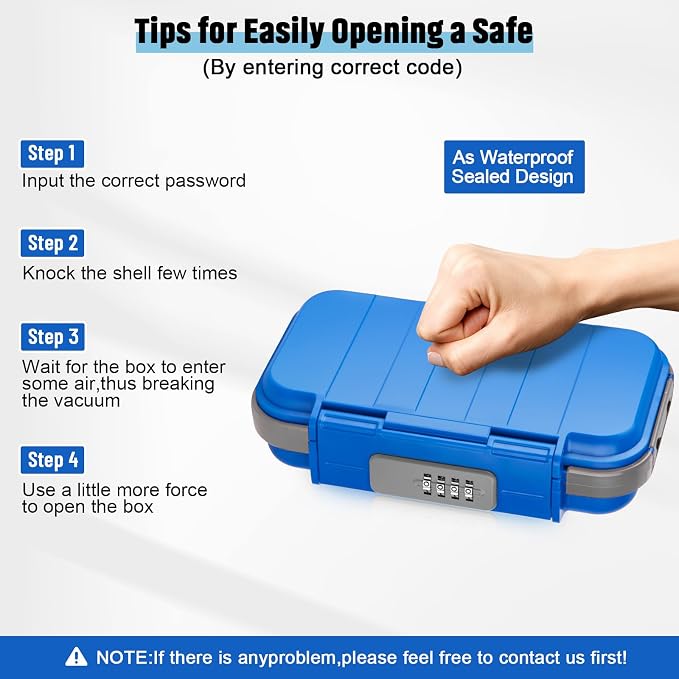 HUANLANG Portable Safe Lock Box with Combination Lock Mini Beach Travel Safe Waterproof Small Lockable Box with Removable Wire Rope Combination Safe Box for Dorm,Travel,Beach,Hotel,Car,Home,Office - Image 8