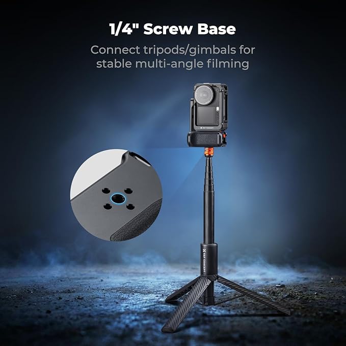 K&F CONCEPT Handle Grip + Metal Cage Kit Compatible with DJI Osmo Action 6 | Quick Release Street Photography Handle with Shutter Button| Cold Shoe Mount| 1/4" Thread Interface, Action Camera Vlog, CD02 - Image 5