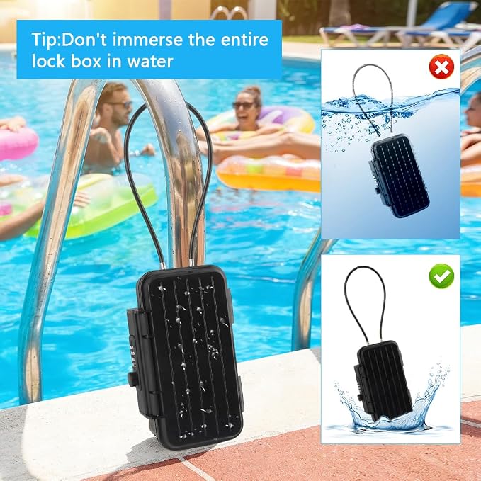 Portable Travel Safe Lock Box with 4 Digit Combination, Anti-Theft Travel Safe with Steel Cable, Waterproof Security Case for Beach, Travel, Hotel, Dorm - Image 5