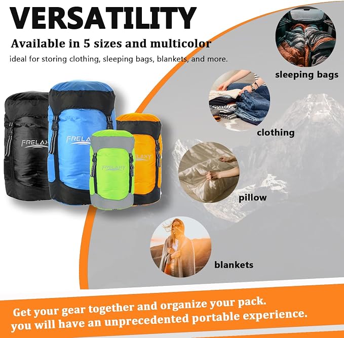 Frelaxy Compression Sack, 40% More Space! Sleeping Bag Stuff Sack | Ultralight Compression Stuff Sack, Water-Resistant & Ultralight Space Saving Gear for Camping, Hiking 11L/18L/30L/45L/52L - Image 6