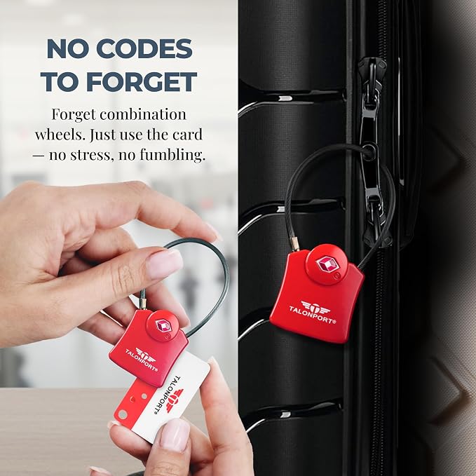 Keyless TSA Approved Suitcase Luggage Locks, Red 2-Pack | No Combination to Remember, Durable Zinc Alloy Build, Free Lifetime Card-Key Replacements, Secures Bags, Lockers & Gym - Image 4