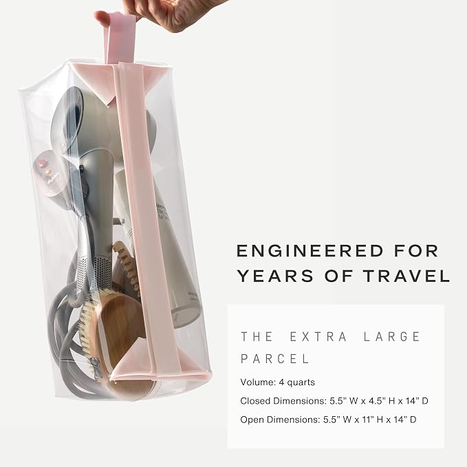 Cadence Parcel - Clear Travel Kit with Zipperless Magnetic Closure - Rose, Extra Large - Durable, Leak-Resistant and TSA Approved Toiletry Bag - Modular Organization - Recycled TPU (4 Qt) - Image 5