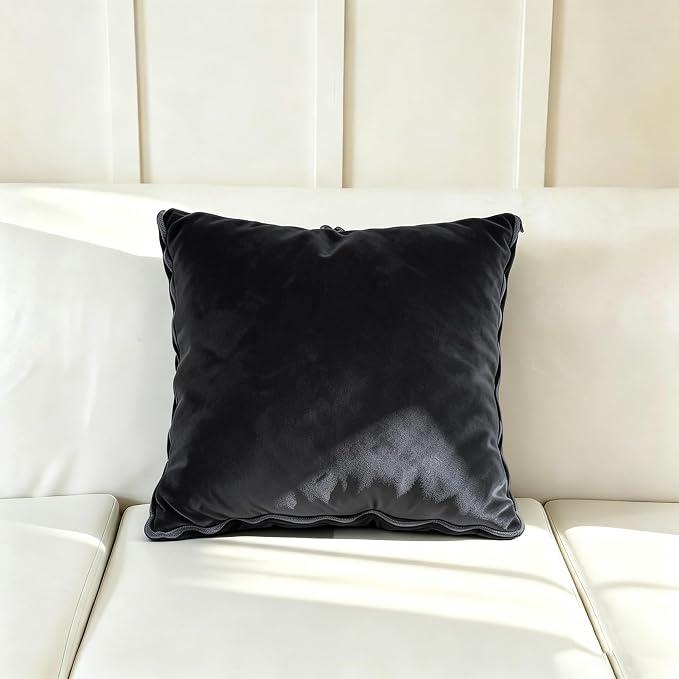 Black Pillow Blanket 2 in 1 Convertible, Soft Plush Throw Blanket, Large Warm Travel Blanket, Foldable Compact Pillow for Airplane,Car - Image 8