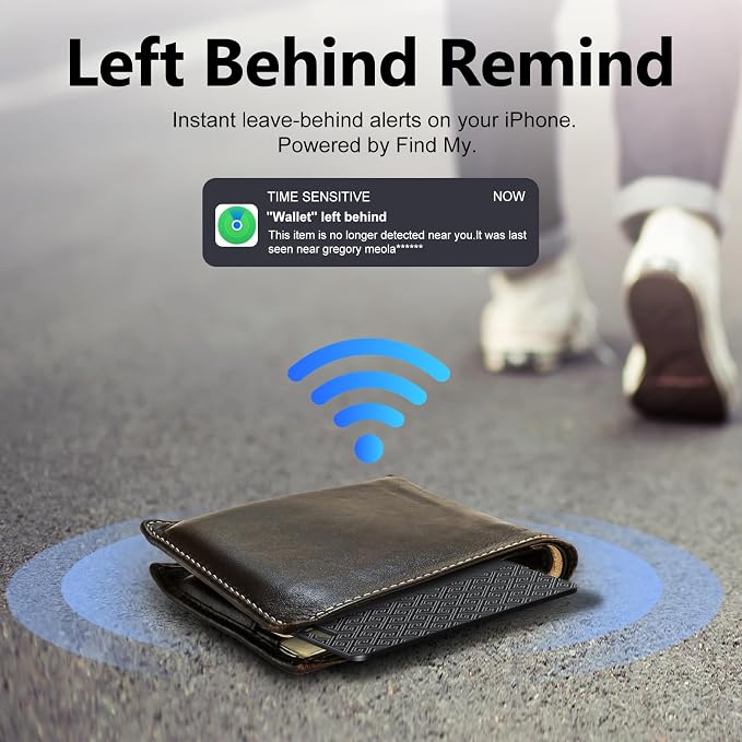 Ultra-Thin Wallet Tracker Card(iOS Only), Bluetooth Tracker Smart Card for Apple Find My iPhone Wallet GPS Tracker, Supports Wireless Charging, 10 Years Battery for Luggage, Wallets, Classic Black - Image 4