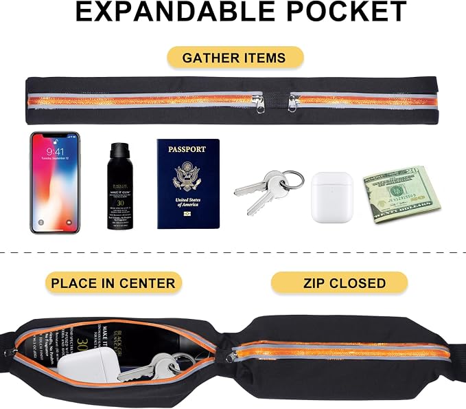 Running Belt Fanny Packs for women and men,Belt Bag for Hiking Cycling Workout,Reflective Fanny Packs for Men Runners Belt Compatible with iPhone13,12 pro,Travelling Money Phone Holder for Running - Image 4