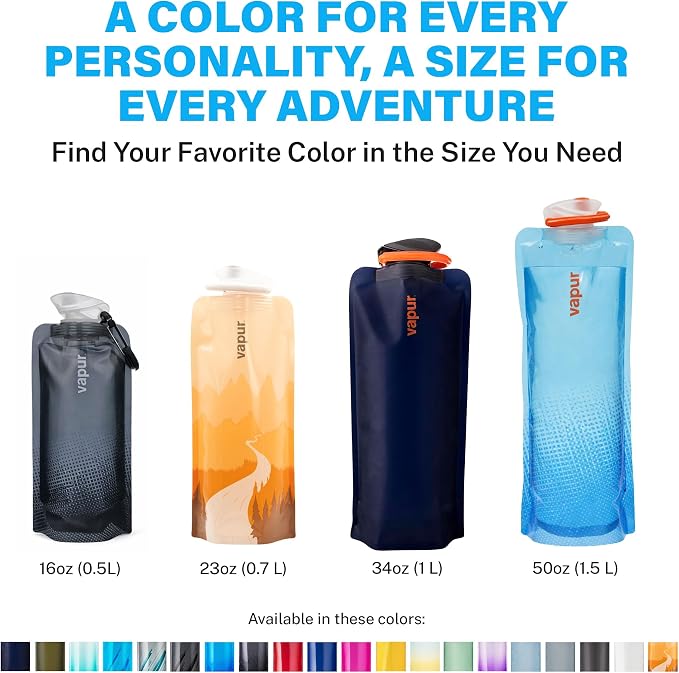 Vapur Collapsible Water Bottle with Carabiner - 23oz (0.7L), Sierra California Gold - Lightweight Water Bottle for Travel, Concert, Hiking, Outdoor Adventures - BPA-Free, Dishwasher-Safe, Freezable - Image 7