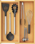 Lifewit Bamboo Utensil Organizer for Kitchen Drawer, Cooking Utensil Tray | Expandable Cutlery Silverware Flatware Holder, Wood Adjustable Spatula Tools Storage Divider, 7-12 x 15.75", Natural by Lifewit