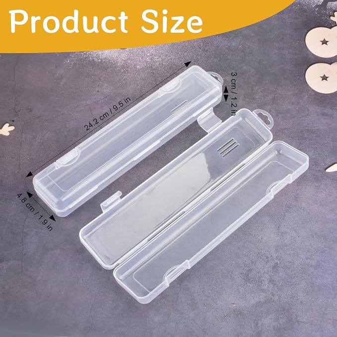 Sankoly Travel Cosmetic Brush Holder 2 PCS Portable Cutlery Case with Lid and Air-holes Multi-functional Clear Plastic Storage Container for Cutlery Toothbrush Makeup Brush, 9.1 x 1.9 x 1.2in - Image 2