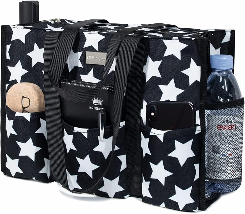 TOPDesign Utility Water Resistant Tote Bag with 13 Pockets, Top Zipper Closure & Thick Bottom Support, for Working Women by TOPDesign