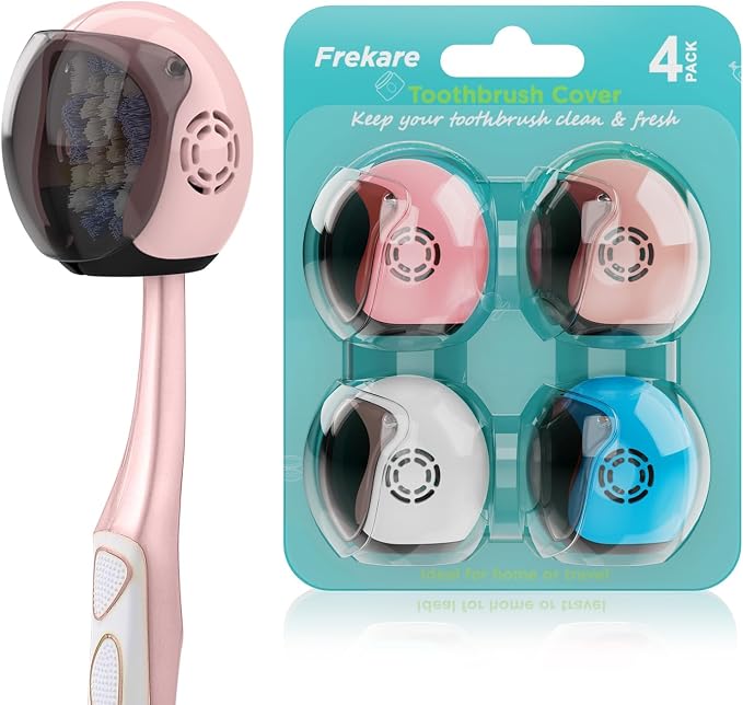 Frekare Toothbrush Covers Caps Brush Pod Case Protector For Travel 4 pack | Helemt Style Toothbrush Case Protector Fits Most Manual and Electric Tooth Brushes For Bathrooms Household by Frekare