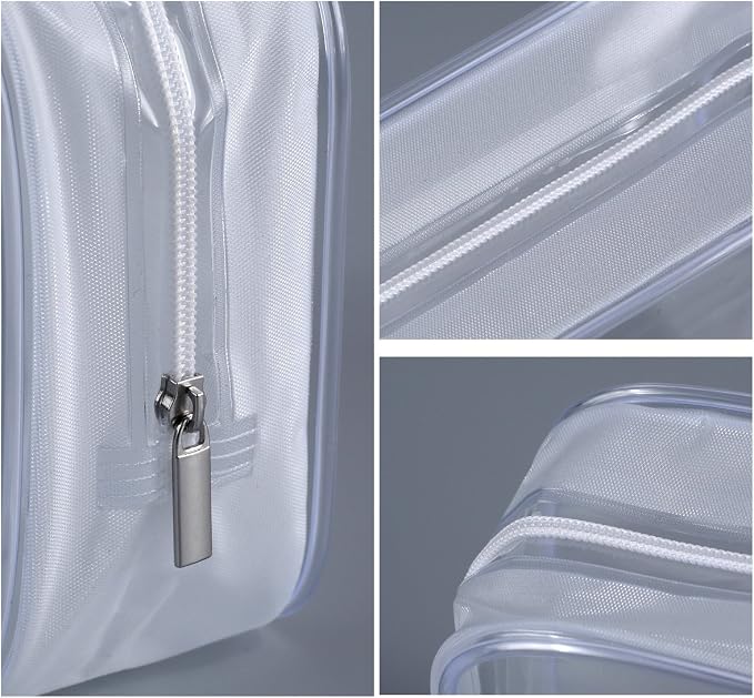 5 Pack Clear Plastic Zippered Toiletry Carry Pouch White, Small | TSA Approved, Portable Cosmetic Makeup Bag, For Vacation, Bathroom and Organizing - Image 4