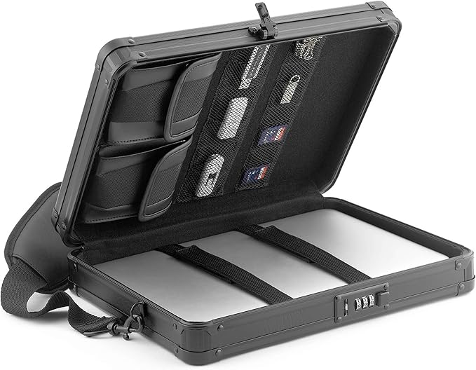 Vaultz Locking Deluxe Tablet and Laptop Case, Tactical Black, VZ03760 | Secure key lock design protects tablets and laptops while traveling, durable deluxe construction built for daily use by Vaultz
