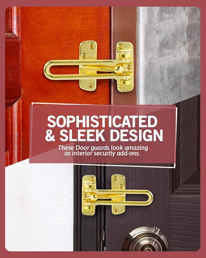 Jack N’ Drill Swing Bar Door Lock Durable Door Guard for Back & Front Doors, Childproof Door Security Made from Reinforced Diecast Metal for Home Security (Brass Plated, 2 Pack) - Image 5