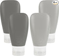 Travel Bottles for Toiletries, TSA Approved 3oz Leak Proof Silicone Soft Refillable Squeeze Travel Size Containers BPA Free for Cleansers, Lotions, Shampoo, Conditioner 4pk (2Black-2Gray) by Lyob