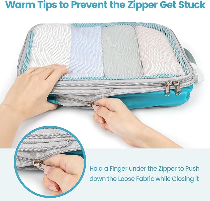 Cambond Mesh Compression Packing Cubes for Travel - 4 Set, Multi-color | Keep Clothes Sorted, See Through Mesh helps quickly find what you need, Compression Zip Design, Lightweight, Luggage Tidy - Image 8