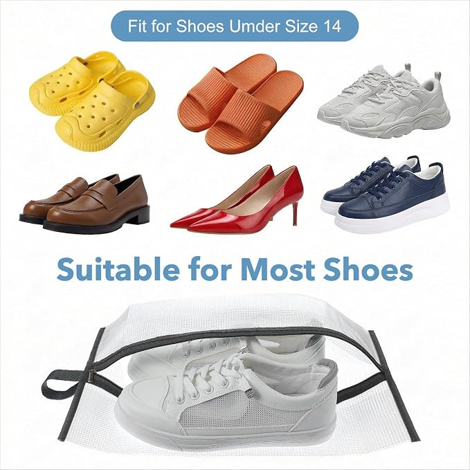 Shoe Travel Bags for Luggage, 4 Pack Waterproof Portable Travel Shoe Bags with Zipper and Handle for Organizer, Reusable Shoes Bag for Gym for Men Women - Image 4