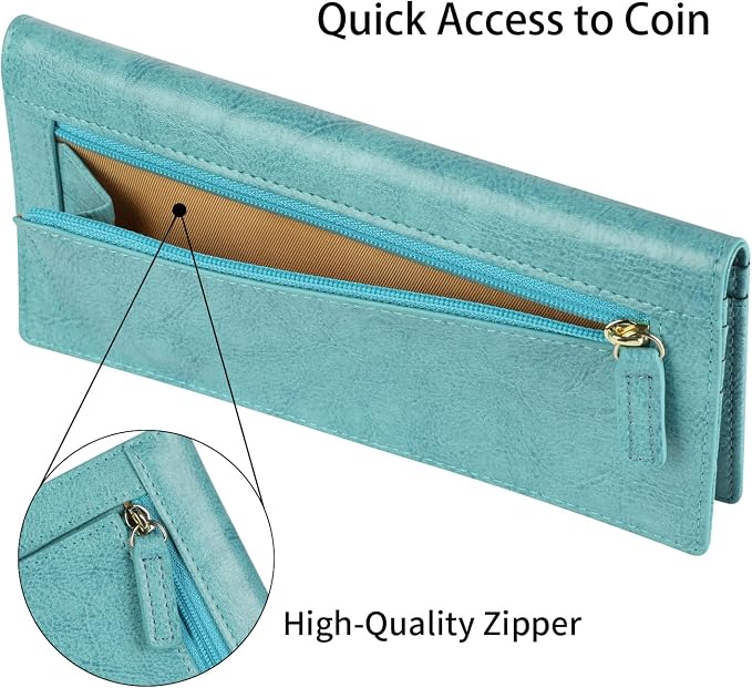 Ultra Slim Thin Leather Women Wallet RFID Blocking Credit Card Holder Bifold Long Ladies Billfold - Image 6