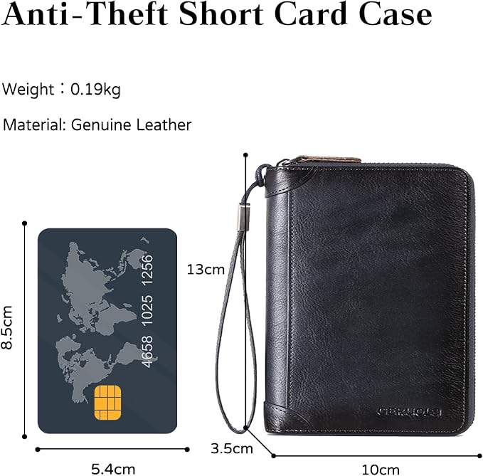 Card Bag Cowhide Wallet Men Coin Purse RFID Blocking Card Case Portable Card Holder Coin Bag Pouch with 12/20/30/45 Card Slots Blue C - Image 3