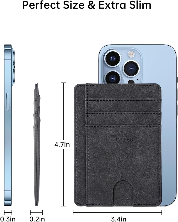 Teskyer Slim Minimalist Wallet for Men, RFID Front Pocket Card Holder | Ultra Slim Front Pocket Design, 8 Card Slots, RFID Protection, Smooth Faux Leather for Everyday Carry - Image 6